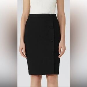 Reiss Ricky side button black skirt